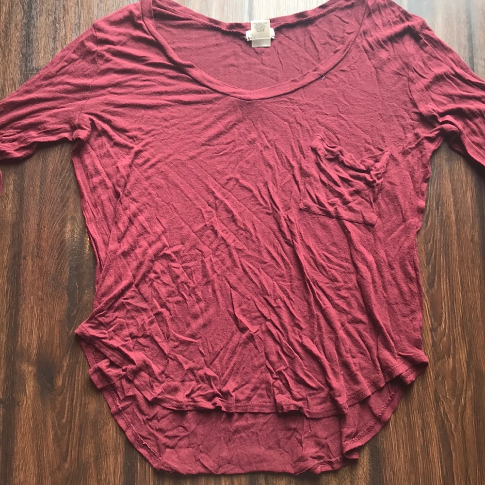 maroon shirt